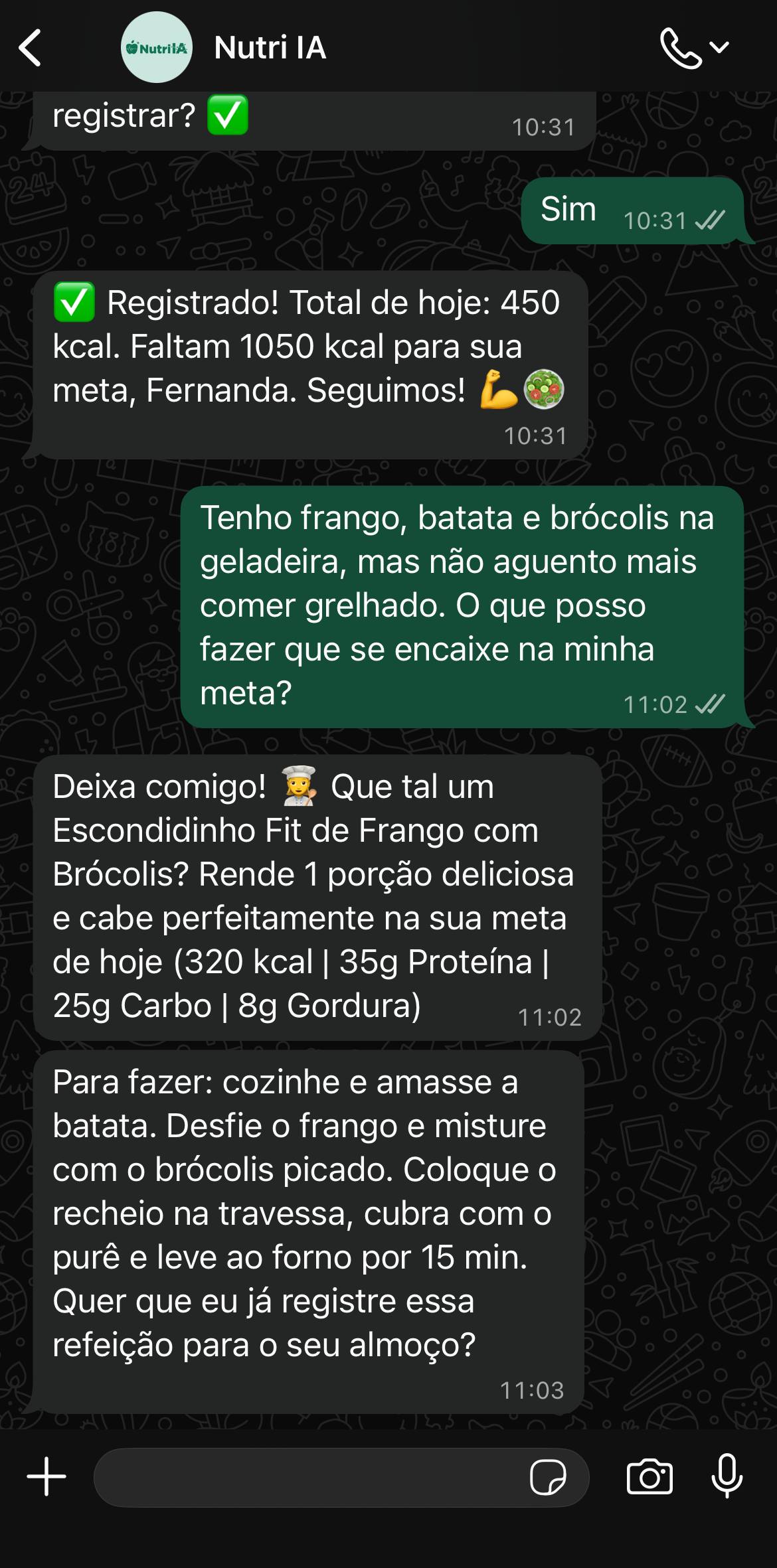 Criação de receitas
